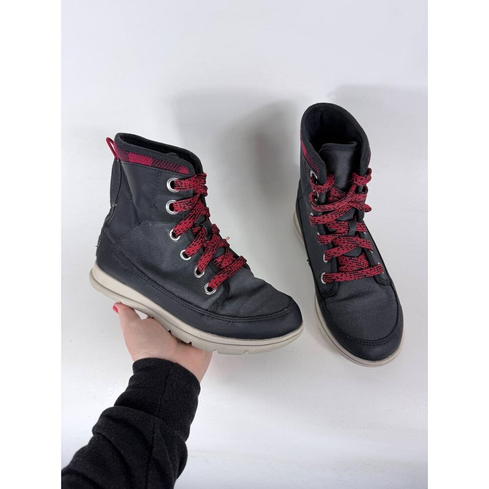 Sorel Explorer 1964 Snow Boots Women's 7 Red Black Lace-Up Ankle Waterproof